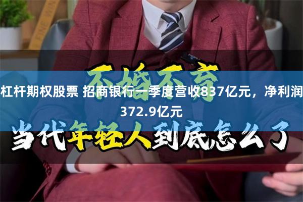 杠杆期权股票 招商银行一季度营收837亿元，净利润372.9亿元