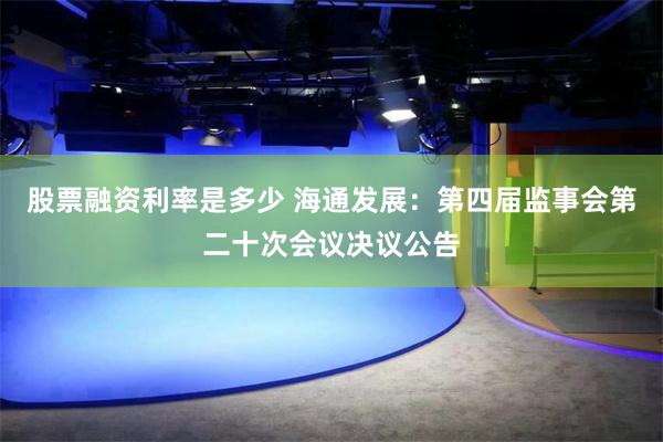 股票融资利率是多少 海通发展：第四届监事会第二十次会议决议公告