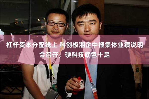 杠杆资本分配线上 科创板湘企中报集体业绩说明会召开，硬科技底色十足