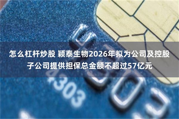 怎么杠杆炒股 颖泰生物2026年拟为公司及控股子公司提供担保总金额不超过57亿元