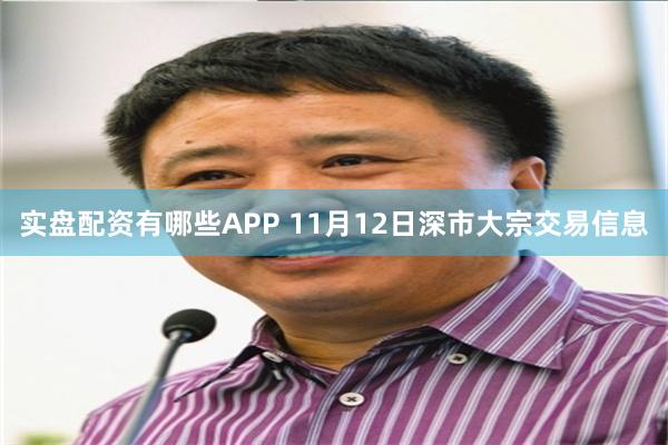 实盘配资有哪些APP 11月12日深市大宗交易信息